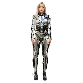 2023 Нов Хелоуин робот гащеризон за жени Steampunk секси косплей костюми карнавално парти дълъг ръкав Хелоуин боди готино