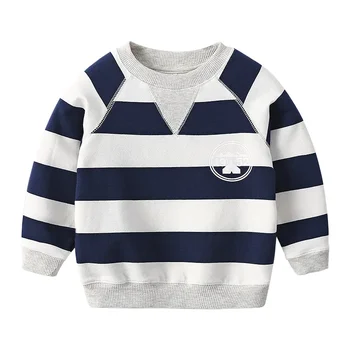 2023 Пролетна есенна мода 2 3 4 5 6 7 8 9 10 години дълъг ръкав раиран печат пуловер красив суитчър за деца бебе момче