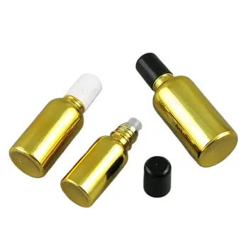 20pcs 10-100ml UV златен цвят стъкло етерично масло ролкови бутилки със стъклени топки Essential Perfume Lip Balms Roll On бутилки