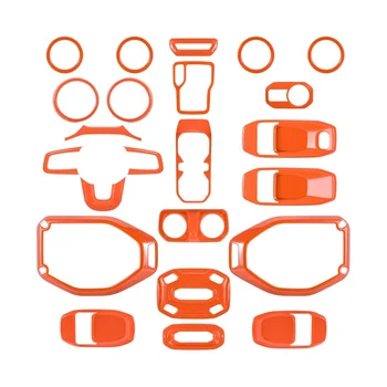 23PCS Комплект за пълна интериорна декорация за Jeep Wrangler JL Gladiator JT 2018-2023 Аксесоари (оранжеви)