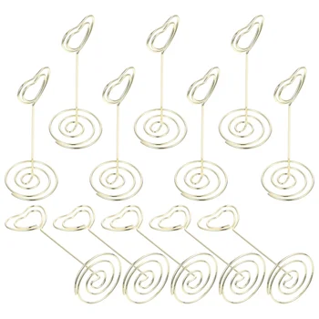 24PCS Държач за снимки с форма на сърце Държачи за номер на маса Хартиени менюта Клипове за сватбено банкетно парти (златно)