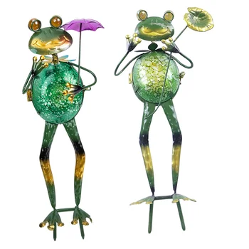 2Pcs жаба декоративни кол двор светлина жаба форма слънчева светлина тревата слънчева лампа лампа за двор