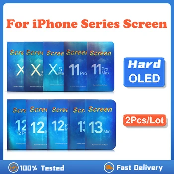 2PCS Твърд OLED за iPhone X XS Max 11 12 Pro Max 13 14 LCD дисплей дигитайзер събрание за iPhone 12 Pro сензорен екран за подмяна