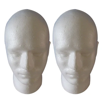 2X мъжки перука дисплей козметология манекен главата стойка модел пяна бял