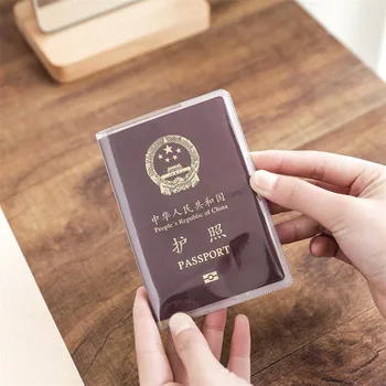 2бр Водоустойчив паспорт за пътуване Притежател на покритие Портфейл Прозрачен PVC притежател на лична карта Калъф за притежател на бизнес кредитна карта