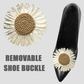 2бр декоративни щипки за обувки Тъкани слънце цвете обувка декорация подвижна обувка разкрасяване за жени лятна мода обувки катарама