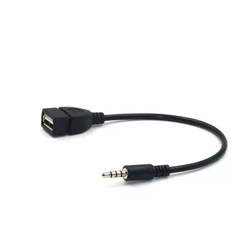 3.5mm черна кола AUX аудио кабел към USB аудио кабел кола електроника за възпроизвеждане на музика кола аудио кабел USB слушалки конвертор