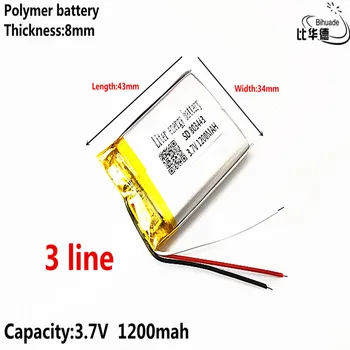 3 линия Добър Qulity 3.7V литиева батерия ранна 803443 1200mAh фарове GPS навигатор общи полимерни батерии