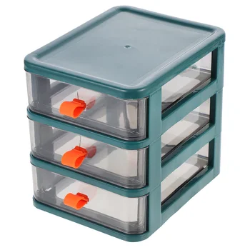 3- слоя Кутия за съхранение на чекмеджета, Кутия за съхранение на Организатор Кутия за контейнери за съхранение с ясно чекмедже Desktop Стационарен организатор многослоен