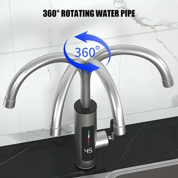 3000W бойлер 360 градуса въртене електрически нагревател за топла вода кранче горещо студено смесител кран LCD цифрова кухня баня консумативи