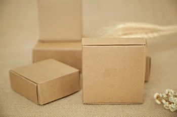  300pcs 8.5 * 7.5 * 3.5cm кафява крафт хартия кутия за бонбони / храна / сватба / бижута подарък кутия опаковка дисплей кутии DIY огърлица съхранение