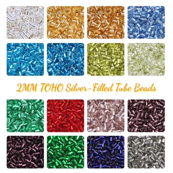 300pcs/чанта 2MM TOHO сребърно напълнени тръбни мъниста Япония внесени големи Aiko стъклени оризови мъниста къса тръба серия DIY бижута вземане