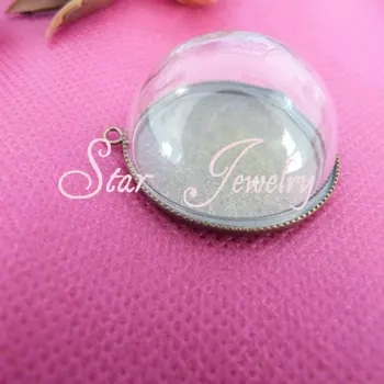  30mm половин кръгла форма стъклен купол балон + 30 мм кръгла форма бронзово покритие настройка тава / 20set