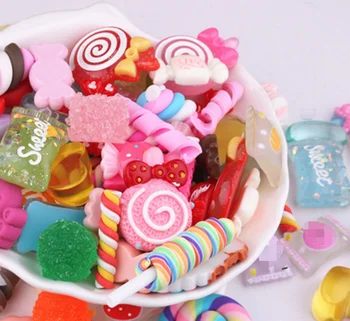 30pcs/lot Микс смола близалка дъга понички бонбони късметлия чанта DIY занаятчийски скрапбук Кабошони за лъкове Хранителни играчки Материали