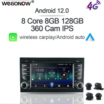 360 Carplay DSP IPS Android 12.0 8GB +128GB 8Core мултимедиен плейър GPS карта RDS радио Bluetooth Wifi за Audi A4 B6 / B7 S4 RS4