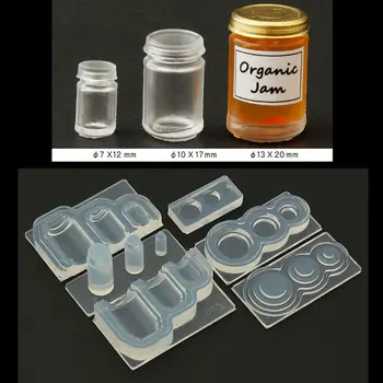 3D мини конфитюр мед буркани бутилка епоксидна смола мухъл вода буркан висулка силиконови декоративни висулка форми бижута вземане инструменти подаръци