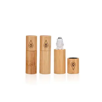 3ml 5ml 10ml 15ml бамбукова дървена обвивка стъклена бутилкаЛосион контейнери бутилки с винтова капачка Бамбукови дървени капаци за етерично масло