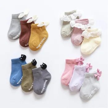 3Pairs/ Lot Baby Girls Socks Summer Spring Mesh Socks Kids Bow Socks Princess Infant Baby Socks Baby Boy Foot Sockes