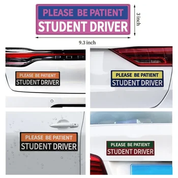  3Pcs кола студент шофьор магнит за моля бъдете търпеливи нов шофьор знак стикер предупреждение за безопасност отразяващ новобранец шофьор магнитни
