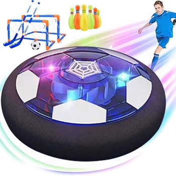4-в-1 електрически Hover футболна топка боулинг играчка комплект за деца въздух плаващ футбол хокей топка с LED светлина Hover футболна топка