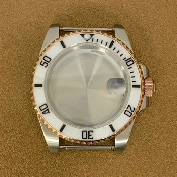 40mm часовник случай розово злато PVD неръждаема стомана случай сапфир стъкло часовник части за Seiko SUB 8215 2813 движение заместители