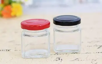 45ml квадратни стъклени бутилки за съхранение буркани с капак мед бонбони буркан кухненски контейнер за съхранение стъклен буркан SN053