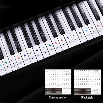 49/54/61/88 Цвят Прозрачен пиано клавиатура стикери електронна клавиатура ключ пиано Stave бележка стикер символ за бели клавиши комплект
