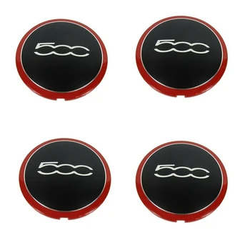 4Pcs 133Mm тасове за Fiat 500 колела център главина капачки емблема стикер 68078419AC 68078421AC 51884863 червен