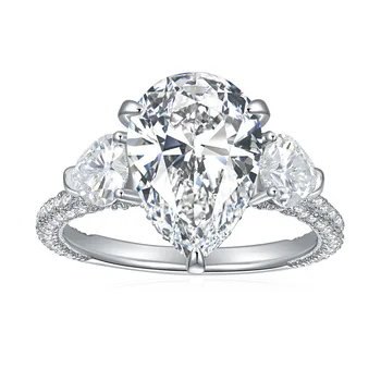 5 карата вода капка Moissanite пръстен за жени S925 сребърен луксозен годежен пръстен фини бижута