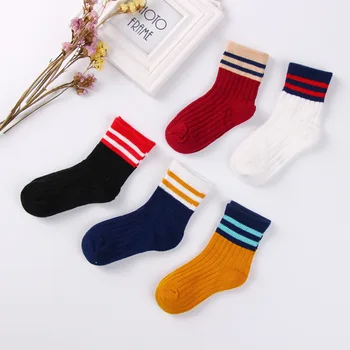 5 чифта детски момичета мода твърди раирани чорапи комфорт памук деца училище спортни чорапи новородено бебе момче дрехи аксесоари
