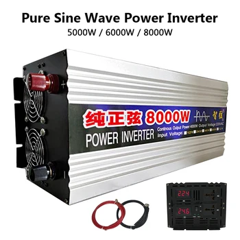 5000W 6000W 8000W чист синусоидален инвертор DC 12V 24V към AC 220V 50Hz 60Hz преобразувател на напрежение голяма мощност двоен изход слънчев инвертор