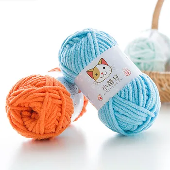 50g/топка меко кадифе DIY плетене прежда ръчно тъкани бебе шал шапка плетени на една кука дебелина зимата топло плътен цвят нишка на едро