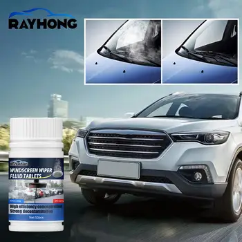 50x Почистващи ефервесцентни таблетки за почистване на предното стъкло на автомобила Твърди препарати за отстраняване на прах