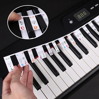 61/88 Цвят Прозрачен пиано клавиатура стикери електронна клавиатура ключ пиано Stave бележка стикер символ за бели клавиши