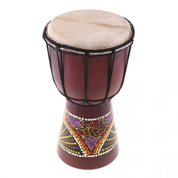 6in Африкански Djembe барабан Ръчно издълбани масивна дървесина козя кожа традиционен африкански музикален инструмент африкански барабан