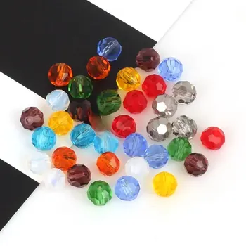 6mm стъкло нарязани лицето топка топчета DIY ръчно изработени низ мъниста бижута материал аксесоари кристал мъниста хлабав мъниста 100pcspack