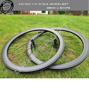 700c Carbon Road Wheelset Rim Brake 26mm U Shape R13 UCI Approved Normal / Ceramic Bearings Carbon Road Rim Brake Wheels