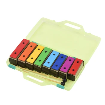 8-бележка Xylophone колоритен Glockenspiel сменяеми дъга цвят метални плочи резонатор камбани с пластмасови чукове