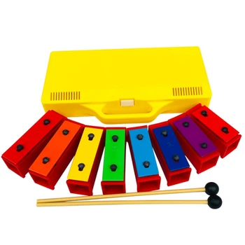 8 Бележки Хроматичен ксилофон Glockenspiel резонаторни камбани с жълт калъф