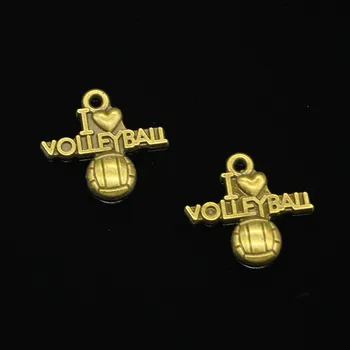 86pcs Античен бронз покритие Обичам волейбол Талисмани за изработка на бижута DIY ръчно изработени висулки 21 * 20mm
