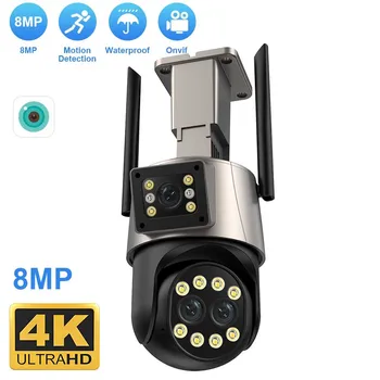 8MP 4K IP камера Wifi три обектива 8X увеличение външна камера Ai Human Detect Автоматично проследяване Wifi Survalance Camera Onvif Поддръжка iCSee