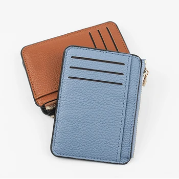 9 Слотове за карти Ултра-тънък цип притежател на кредитна карта 100% кожа мъжки портфейл тънък простота монета чанта портфейл картодържател чанти