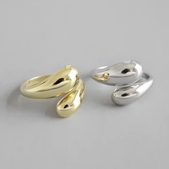 925 стерлинги сребърен цвят пръстен корейски модерен гладки пръстени за жени двойка реколта геометрични ръчно изработени пръстени сватбени бижута подарък