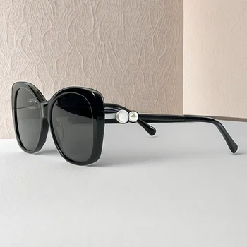A049 Знаменитост същия стил дамски слънчеви очила висококачествени двойни перлени очила жени дизайнер марка котка око на открито y2k очила