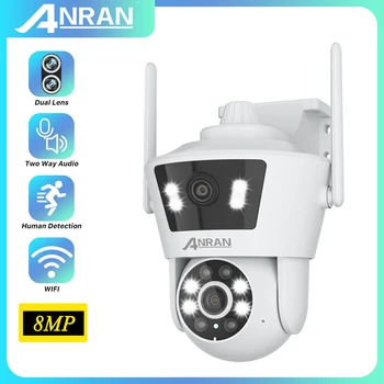 ANRAN 8MP 4K камера за сигурност 4MP PTZ WIFI камера с двоен обектив Външна защита на сигурността Пълноцветно автоматично проследяване на нощното виждане