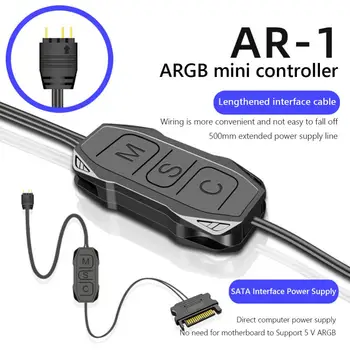 ARGB контролер удължителен кабел 5V 3-пинов към SATA захранващ мини RGB контролер за вентилатори на шасито / LED светлинни ленти / осветителни панели