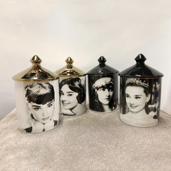 Audrey Hepburn Design Candleholders Candelabra Home Decoration Ceramic Jar Jewelry Storage Cup Мароко Декор Mumluk
