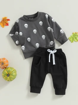 Baby Girl 2 Piece Outfits Pumpkin Print Суитчър с дълъг ръкав и гамаши за малко дете Хелоуин костюм