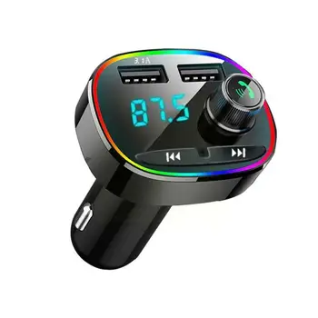 Bluetooth 5.0 Handsfree Wireless Car Fm Transmitt USB бързо зарядно устройство за автомобилен аудио приемник адаптер Mp3 плейър предавател T8g5