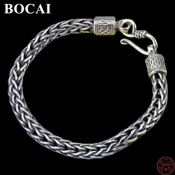 BOCAI S925 стерлинги сребърни гривни за мъже жени нова мода Multi-strand Weaven конски камшик-верига Pure Argentum пънк бижута